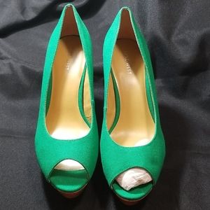 Women's Nine West Cork Wedge Canvas Peep Toe